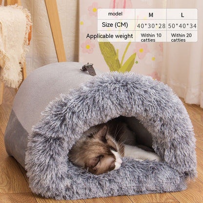 New Splice Portable Pet Nest Portable Autumn And Winter Warm Pets dealsniper-net Splicing Portable Gray L