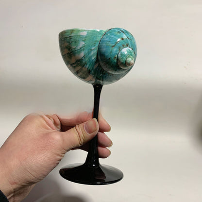 Ins Handmade Shell Conch Wine Glass Aromatherapy Dish Kitchen DealSniper.net Black Background Green A
