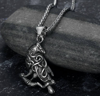 Asgard Crafted Circular Horn Rune Pendant Chain Jewelry dealsniper-net Raven