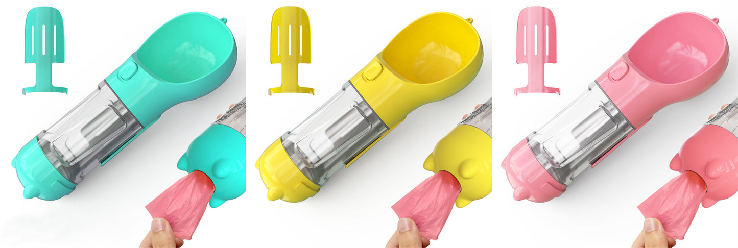 Pet Water Bottle Feeder Bowl Garbage Bag Storage Pets Gym From House Blue pink yellow 300ml