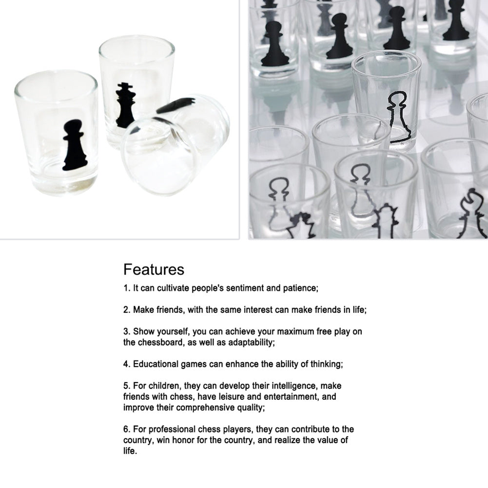 Bar Game Crystal Wine Glass Checker Chess Board Medium Size Hobby DealSniper.net