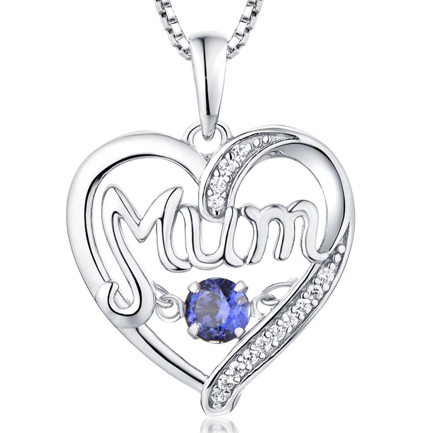 Pulsatile Heart MoM Necklace Mother's Day Gift Birthstones Smart Pendant Jewelry dealsniper-net Dark Blue December 925 Silver