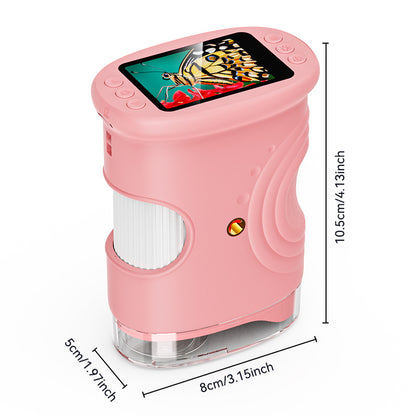 Outdoor Exploration Children's Handheld Digital Microscope Kids Gym From House 382 Pink Monocular 100 Times