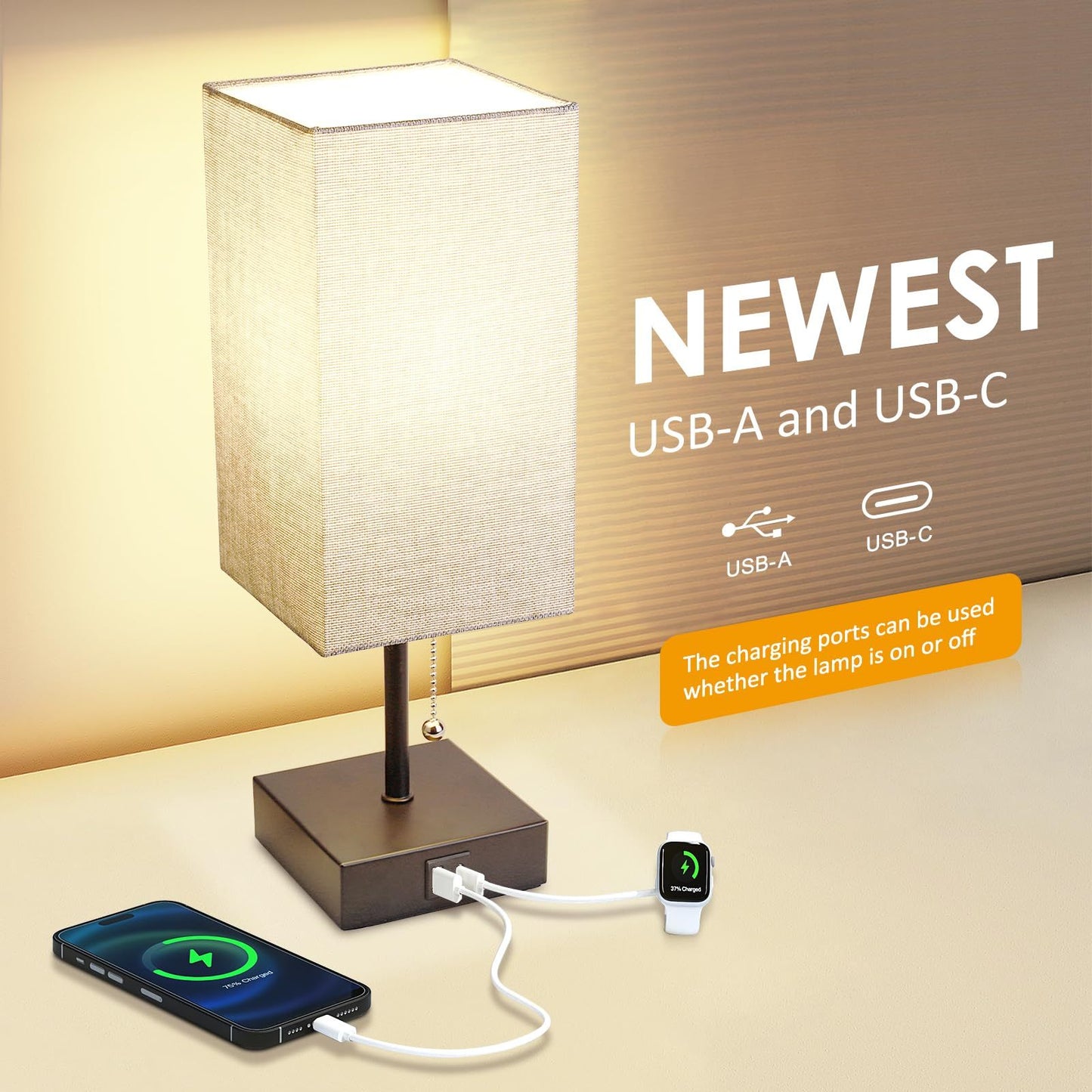 Bedside Table Lamp With 3 Levels Brightness Small Lamp Home Decor dealsniper-net