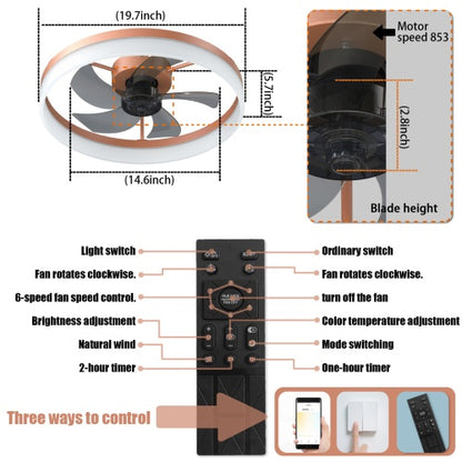 Ceiling Fan With Light Dimmable LED Recessed Ceiling