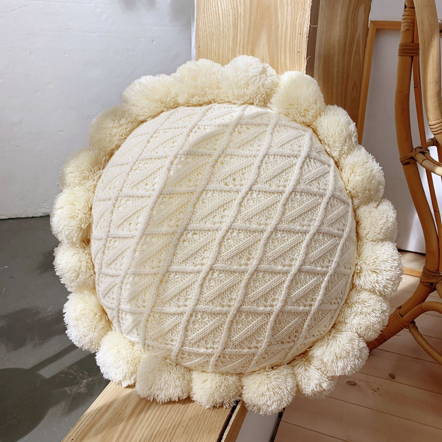 Creative Ball Pillow Futon Knitted Cushion House DealSniper.net Apricot
