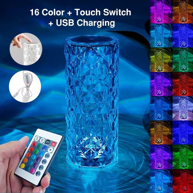 16 Colors LED Crystal Lamp Rose Light Touch Table Lamps Bedr Home Decor dealsniper-net 1pcs USB