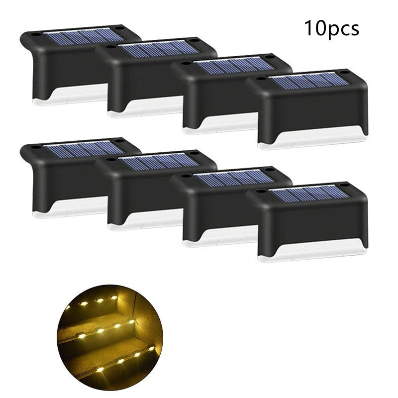 Solar outdoor courtyard lamp staircase wall lamp Home Decor dealsniper-net Black warm light 10pcs