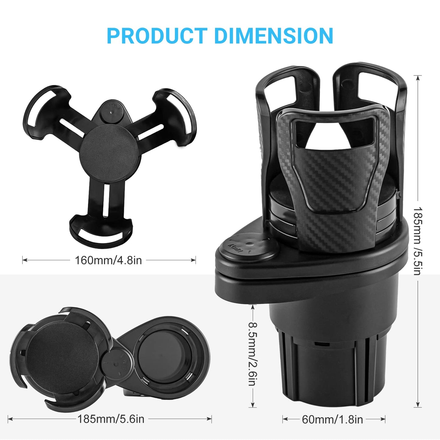 Car Drinking Bottle Holder 360 Degrees Rotatable Water Cup Holder Sunglasses Phone Organizer Storage Car Interior Accessories Vehicle dealsniper-net default