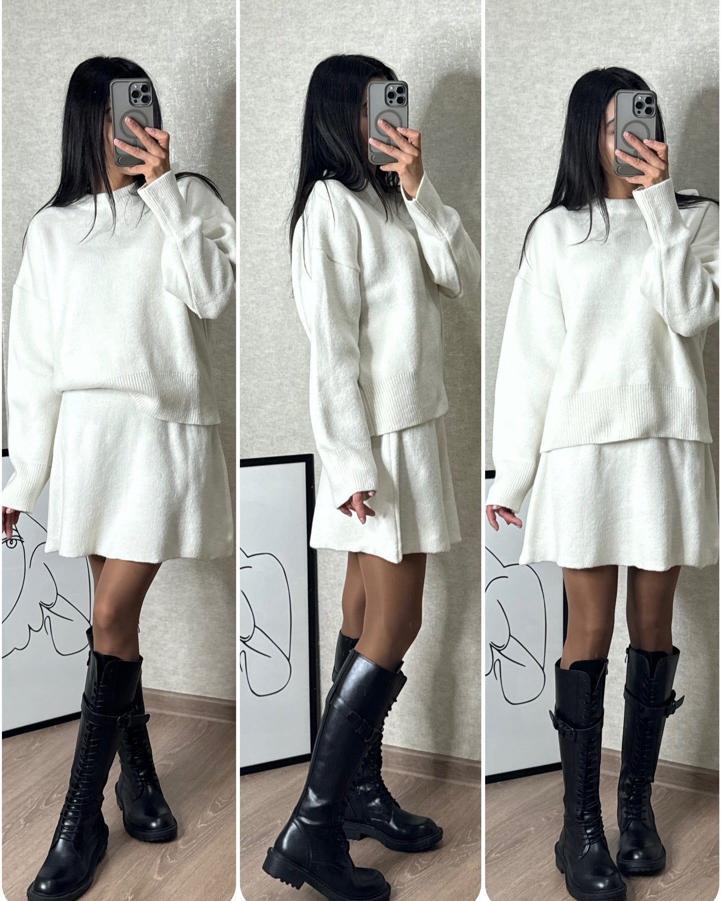 Sweater Skirt Sets For Women 2 Pieces Knit Casual