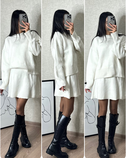 Sweater Skirt Sets For Women 2 Pieces Knit Casual