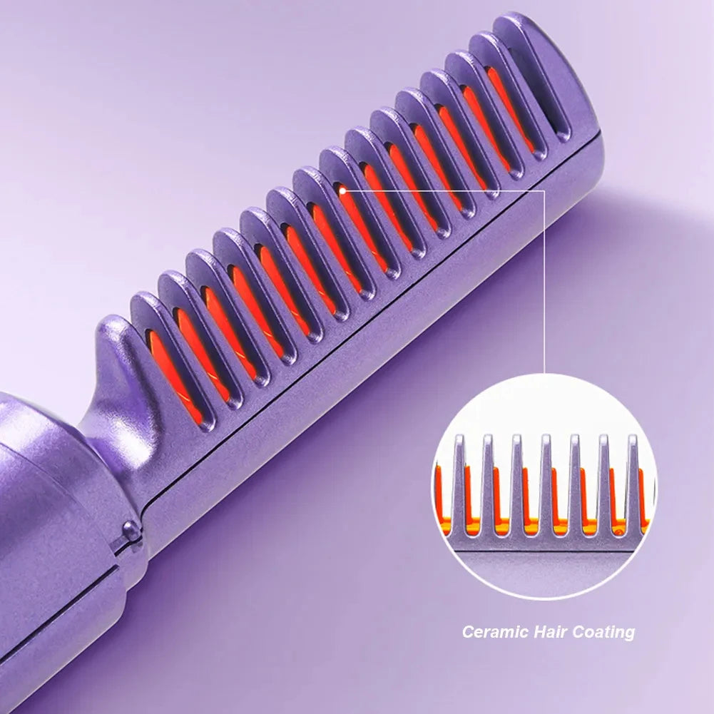 Professional Wireless Hair Straightener Curler Comb Fast Heating Beauty dealsniper-net