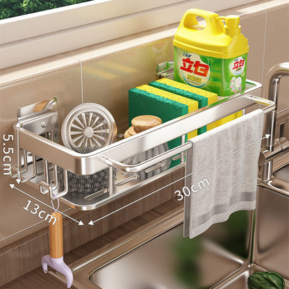 Kitchen Hanging Storage Rack Shelf Towel Sponge Drain Kitchen dealsniper-net A Silver