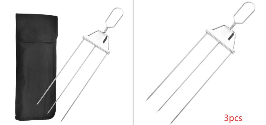 3-Prong Skewer Stick Needles Kebab 3 Way Forks