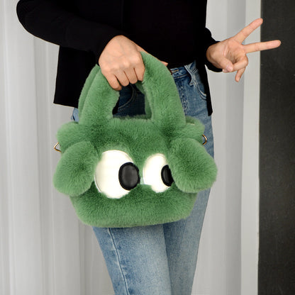 Cute Cartoon Big Eyes Dog Plush Bags For Women Women Gym From House