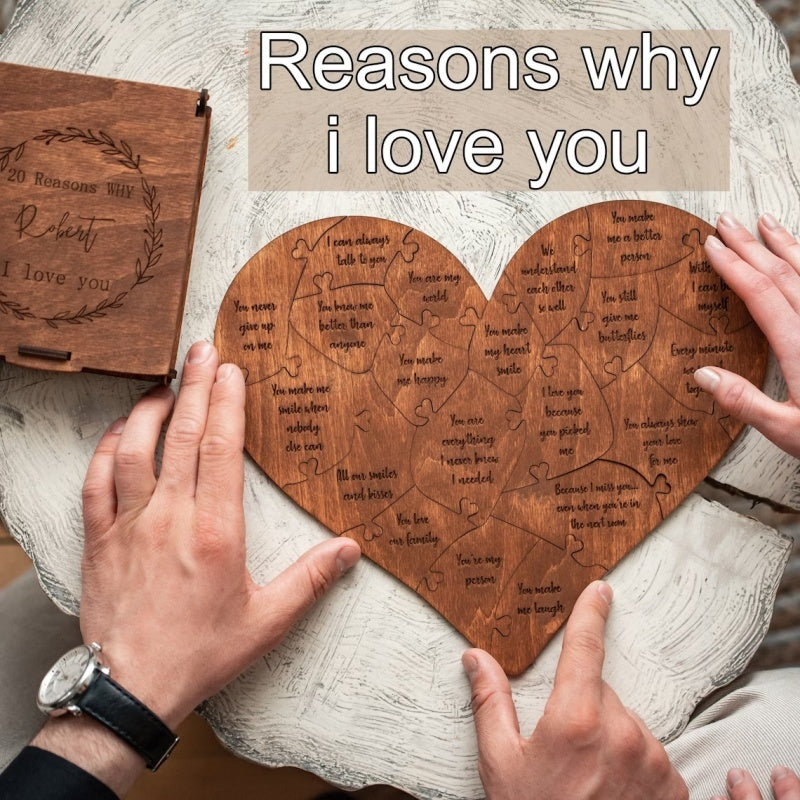 Reasons Why I Love You Wooden Heart Puzzle Romantic Love