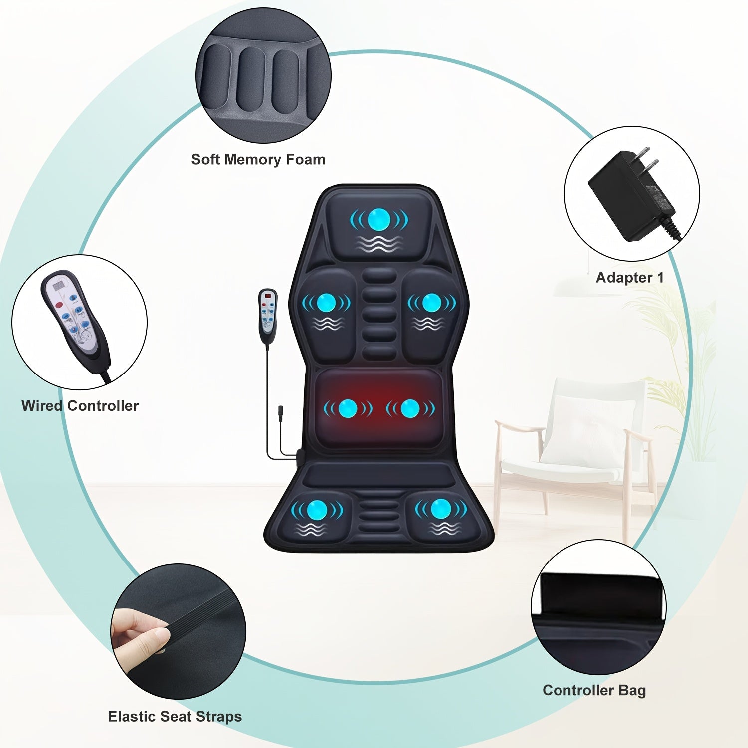 Massage Cushion With Heat 9 Modes Multi Position Body Relief Beauty dealsniper-net