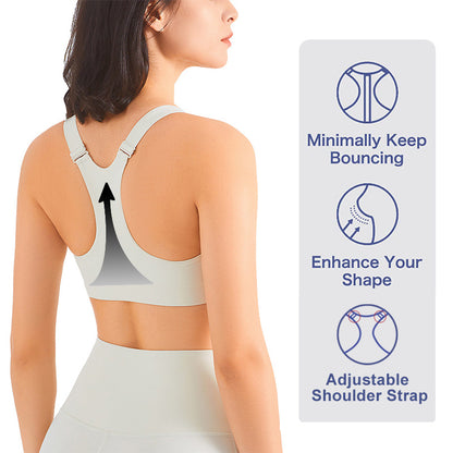 Zip Front Sports Bra Shock Absorption Gather For Women Women dealsniper-net