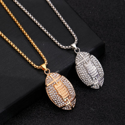 American Football Pendant Necklace Jewelry dealsniper-net