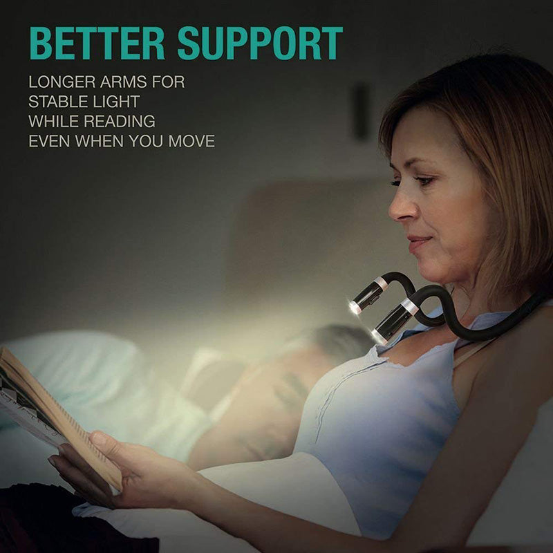Flexible Neck Hug Book Light With LED Reading Lamp Gadgets dealsniper-net