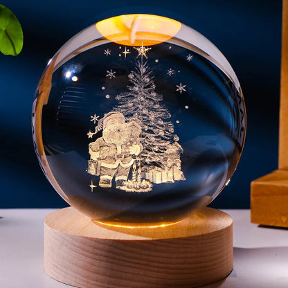 Luminous Starry Sky And Planets Moon Moon Crystal Ball Holidays DealSniper.net Solid Wood Lamp Holder Elderly 6cm crystal ball