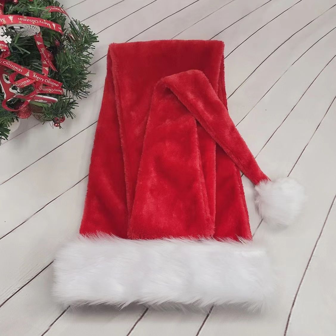 Extra Long Christmas Santa Hat Plush Christmas Decorations Holidays DealSniper.net