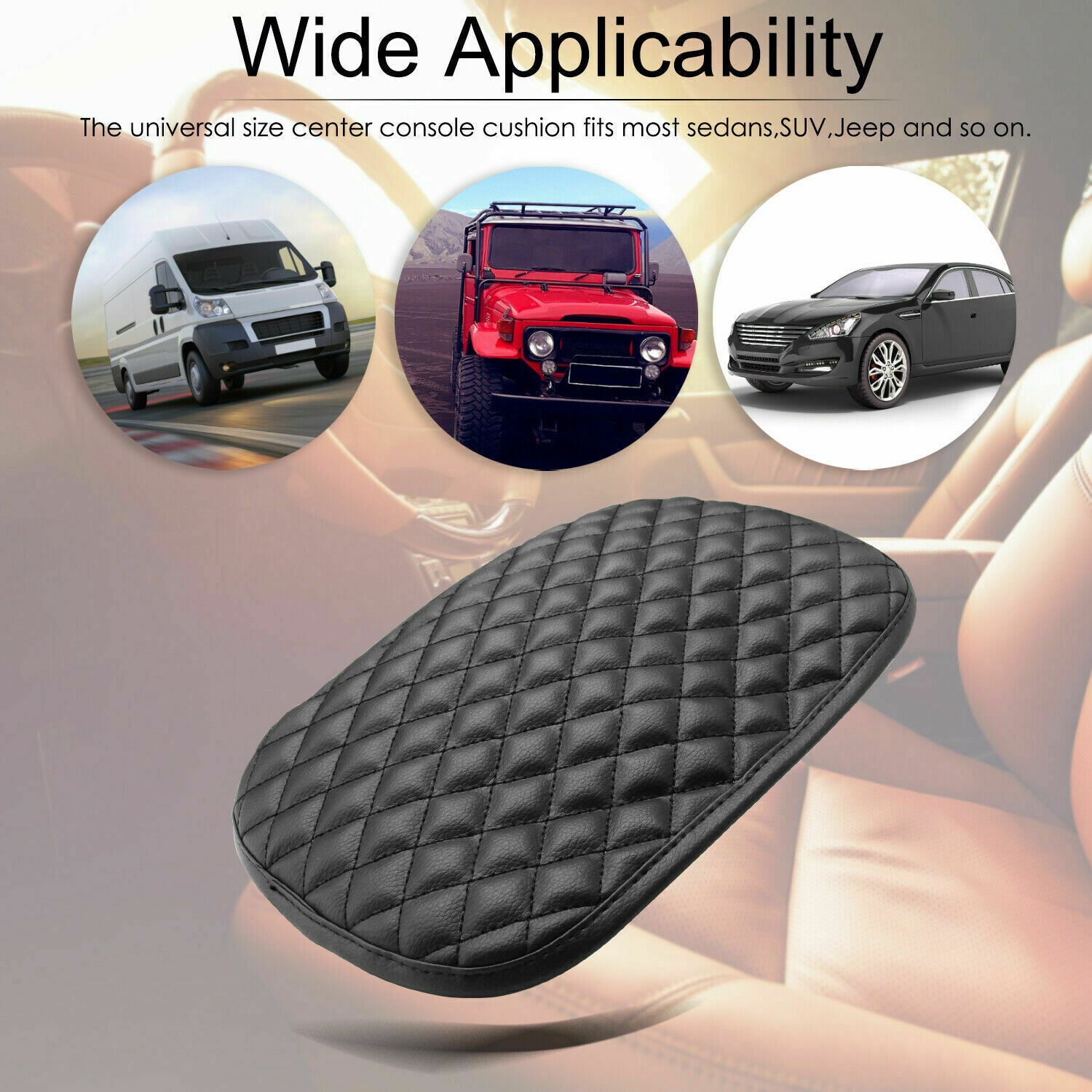 Universal Car Center Console Box Armrest Cushion Cover PU Leather Pad Protector Vehicle dealsniper-net