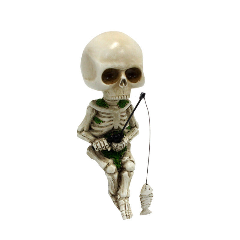 Halloween Decorations Aquarium Courtyard Micro Landscape Holidays DealSniper.net Fishing Skull 1PCS