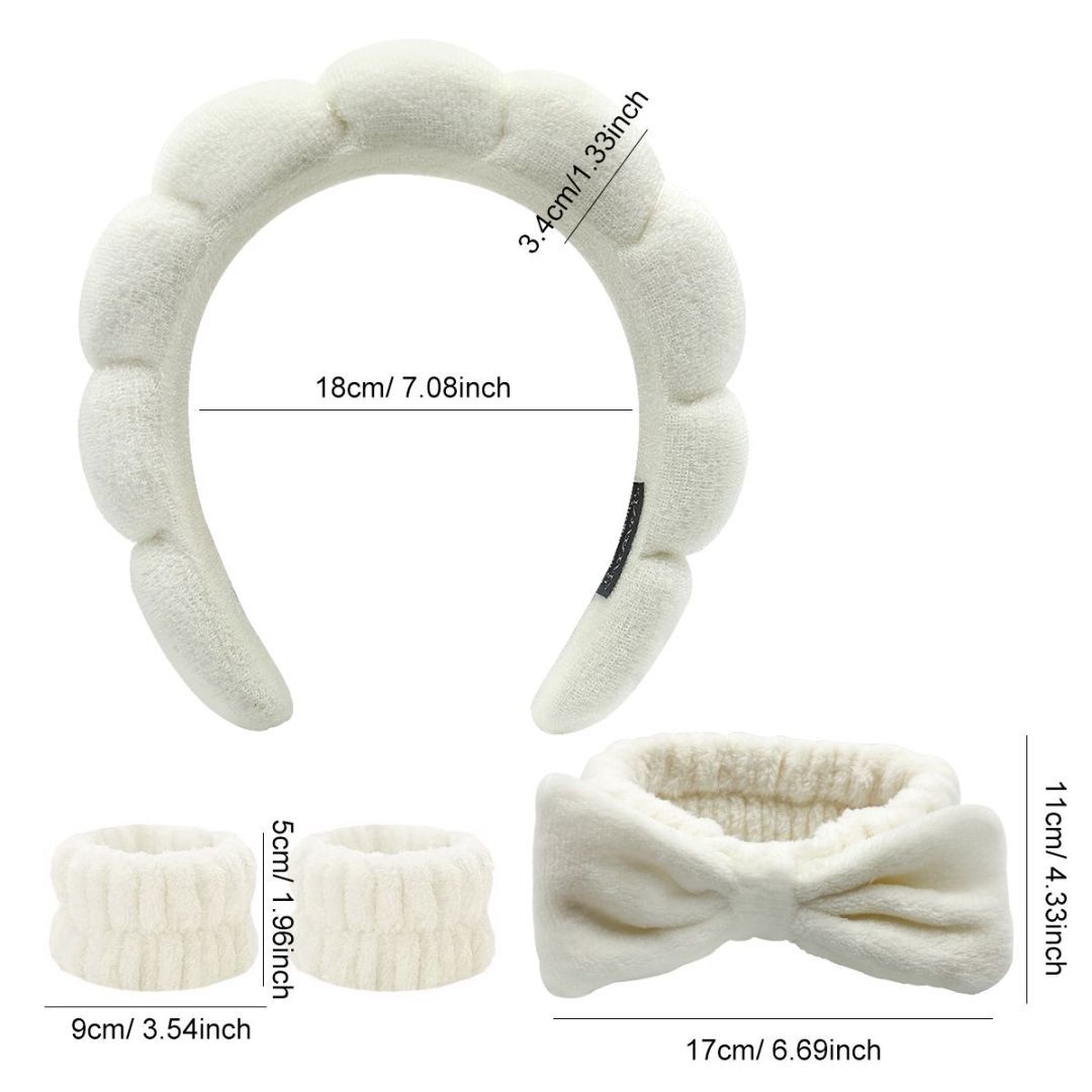 Hairband Bracelet Head Buckle Four-piece Set Beige Beauty DealSniper.net
