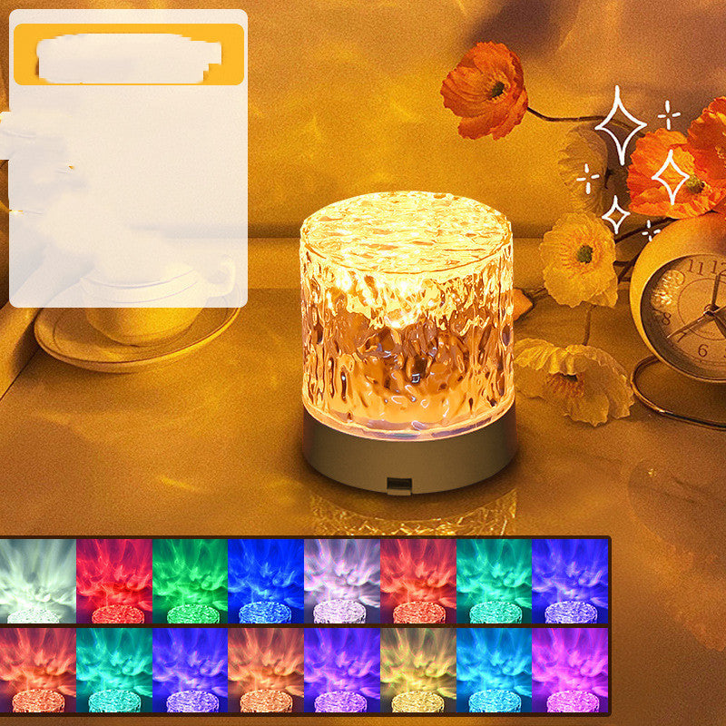 Crystal Lamp Water Ripple Projector Night Light Decoration Home Houses Bedroom Aesthetic Atmosphere Holiday Gift Sunset Lights Home Decor Home Decor DealSniper.net RGB remote control 16colors USB charging