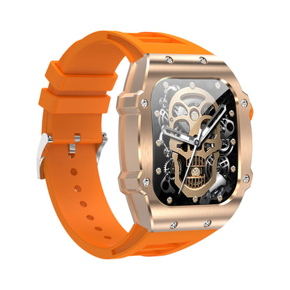 Men's Smart Watch Waterproof All-day Monitoring Jewelry DealSniper.net Gold Frame Orange Strap