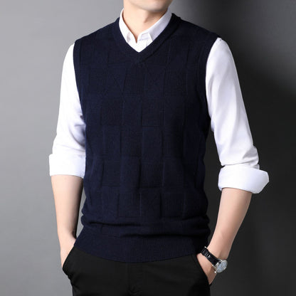 Mens Fashion Solid Colour Jacquard Waistcoat Top