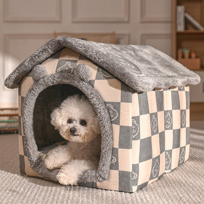 Four-season Universal Warm Closed Cat And Dog Kennel Pets Gym From House Grey M