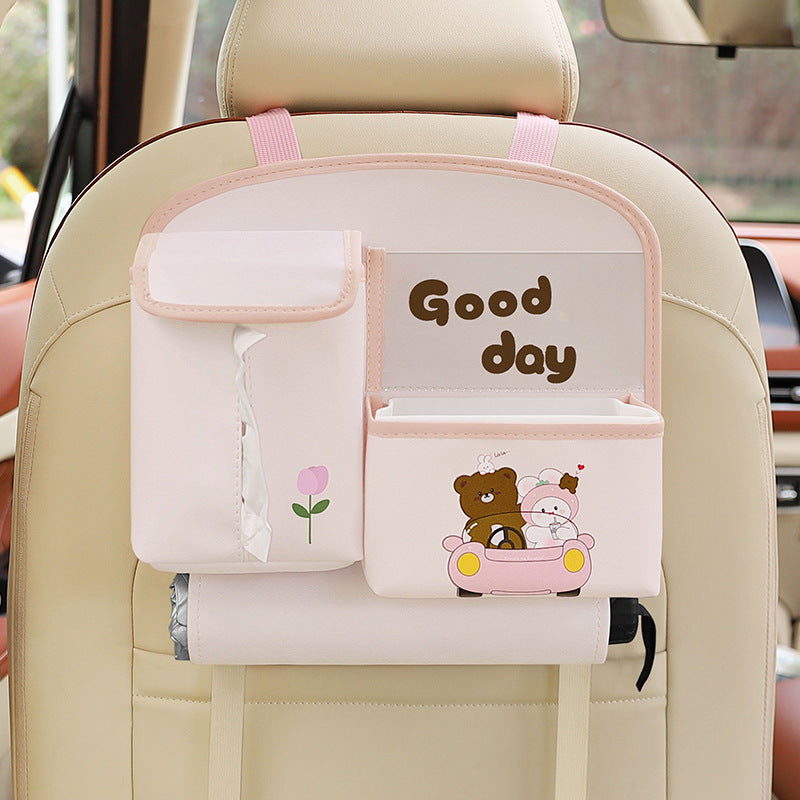 Multifunctional Car Storage Bag Cute Cartoon Vehicle dealsniper-net Happy Every Day Pink