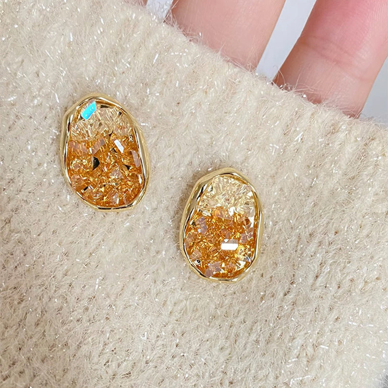 New Minimal Sea Crystal Stud Earrings For Women Jewelry Gym From House Style 2 1 pair