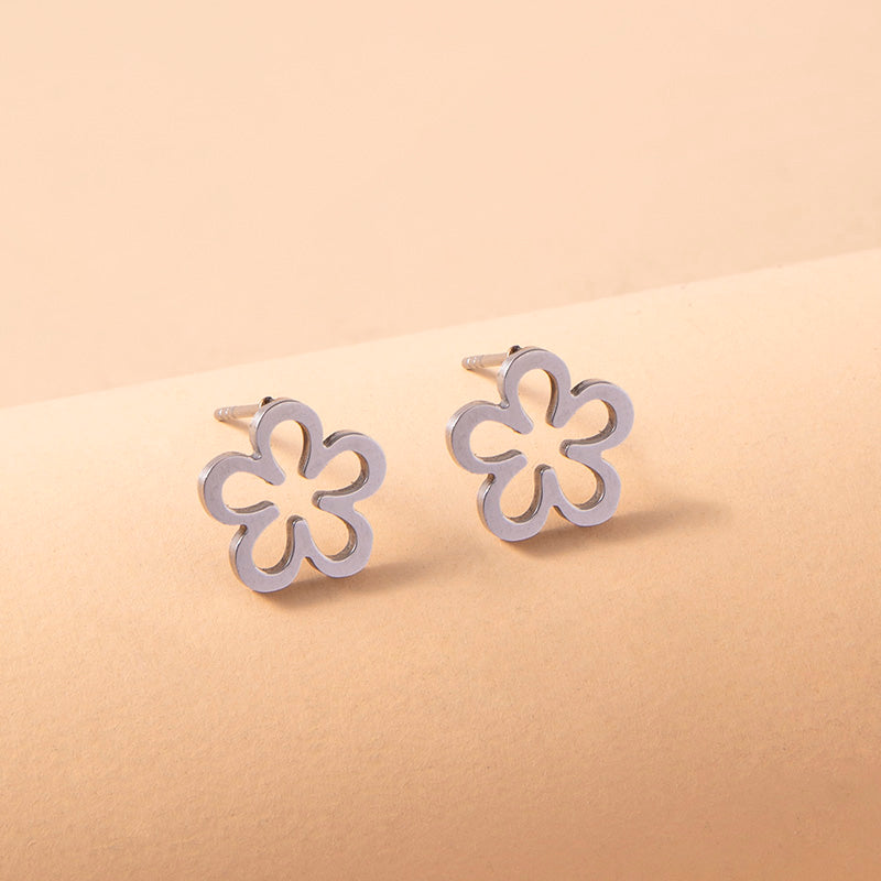 Dainty Silver Flower Stud Earrings Fashion Gifts