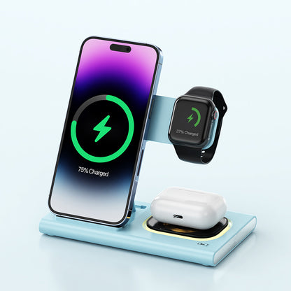 3 IN 1 15W Wireless Charging Charger Magnetic Night Light Gadgets Gym From House Blue