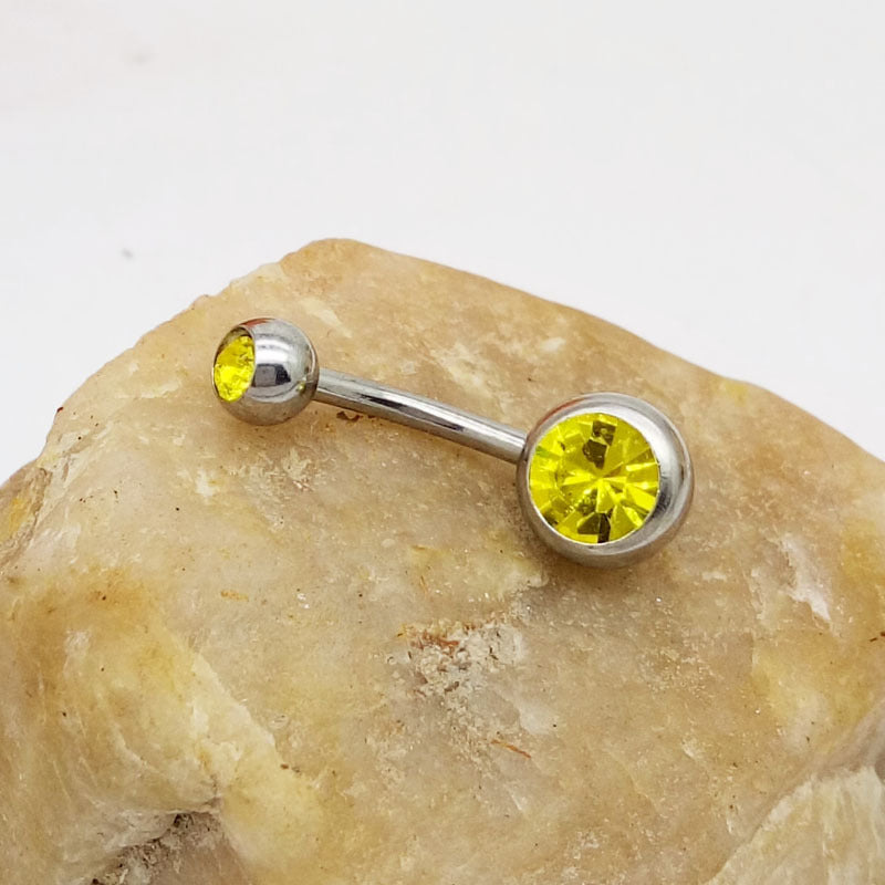 Puncture Hypoallergenic Titanium Steel Navel Buckle Belly Nail Jewelry dealsniper-net Yellow