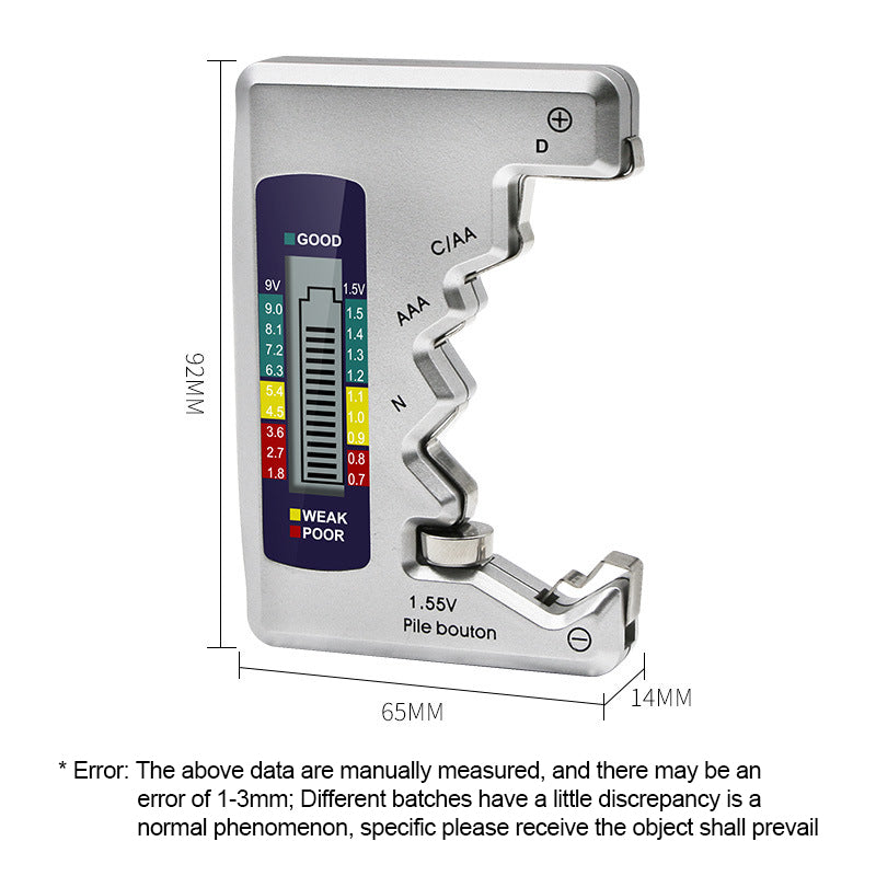 Universal Digital Battery Tester LCD AA AAA 9V 1.5V Button Cell Battery Tool Tools dealsniper-net Silver