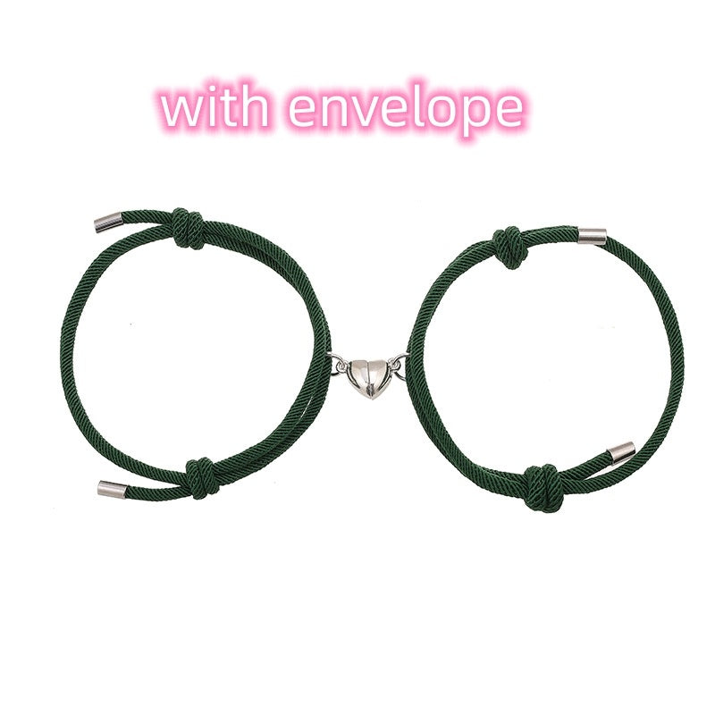 Simple Nylon Love Magnetic Bracelet Jewelry dealsniper-net Dark green with envelope