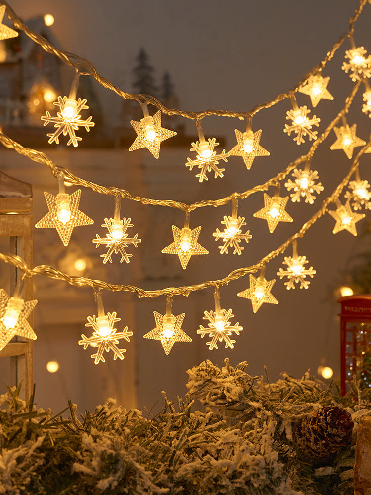Snowflake String Light Garlands Ornaments Christmas Tree Decorations Outdoor DealSniper.net Starry snowflakes 2M