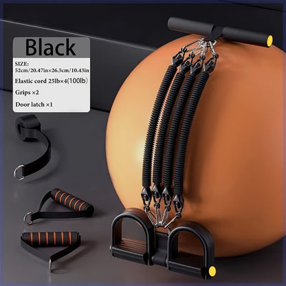A Set Of Adjustable Resistance Tension Bands With Foot Pedals And Handles Sports Gym From House Black100lb