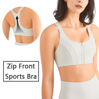 Zip Front Sports Bra Shock Absorption Gather For Women Women dealsniper-net