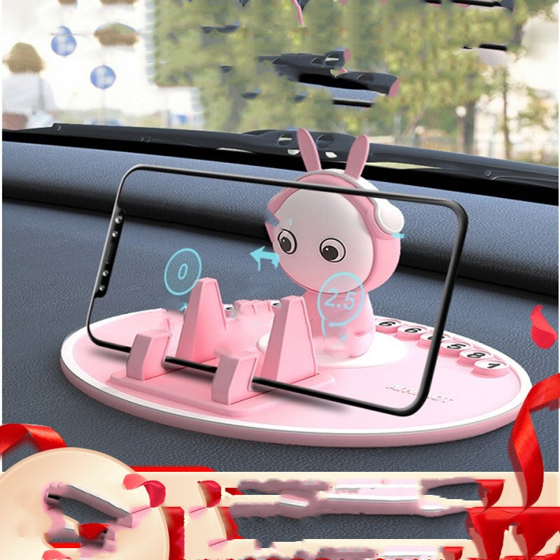 Multifunctional Temporary License Plate With Mobile Phone Holder In Car Vehicle dealsniper-net Pink