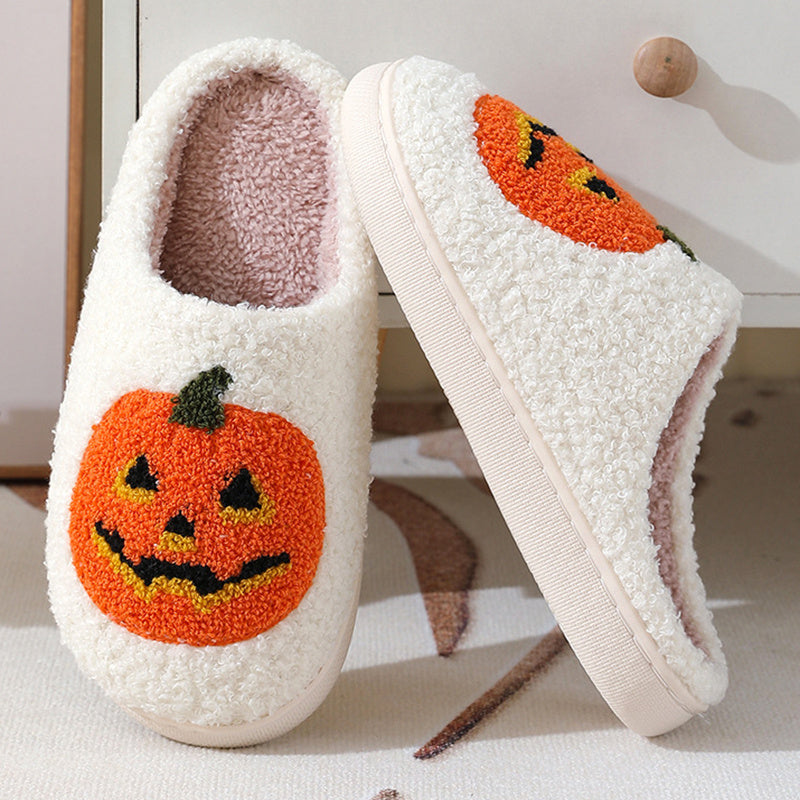 Halloween Pumpkin Cartoon Slippers Warm Winter Slippers Men null