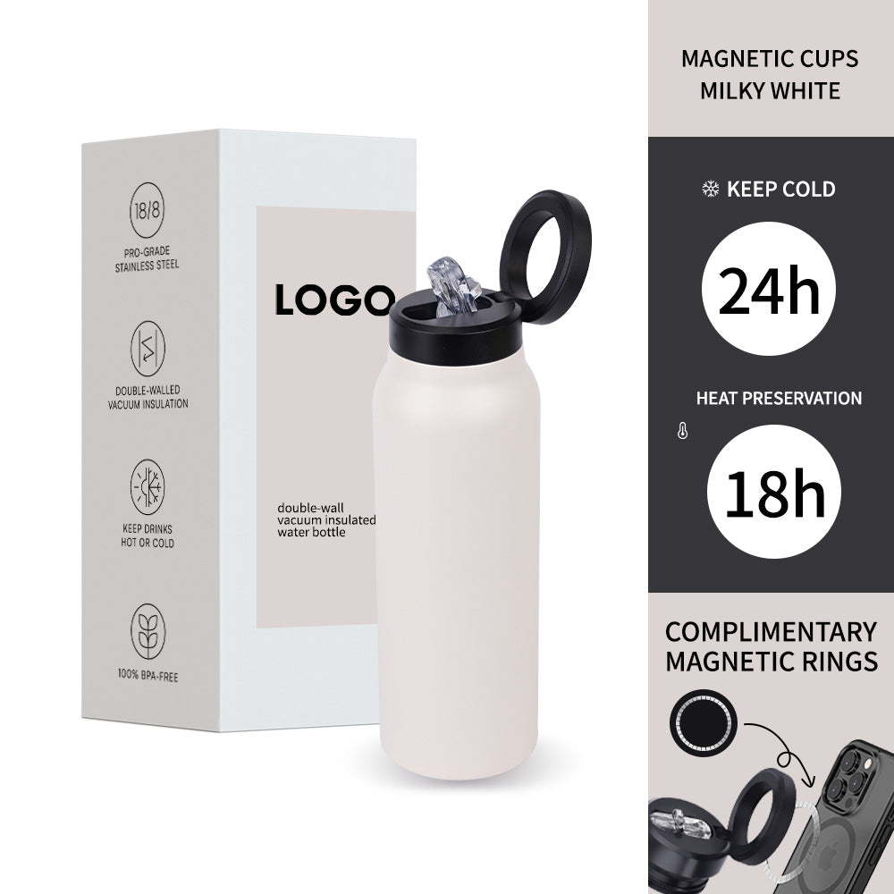 304 Stainless Steel Vacuum Cup Creative Magnetic Water Cup Outdoor Gym From House White 25oz