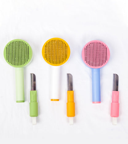Pet Comb Curved Needle Massage Comb Dog Hair Removal Pets Gym From House Creamy yellow Two in one style