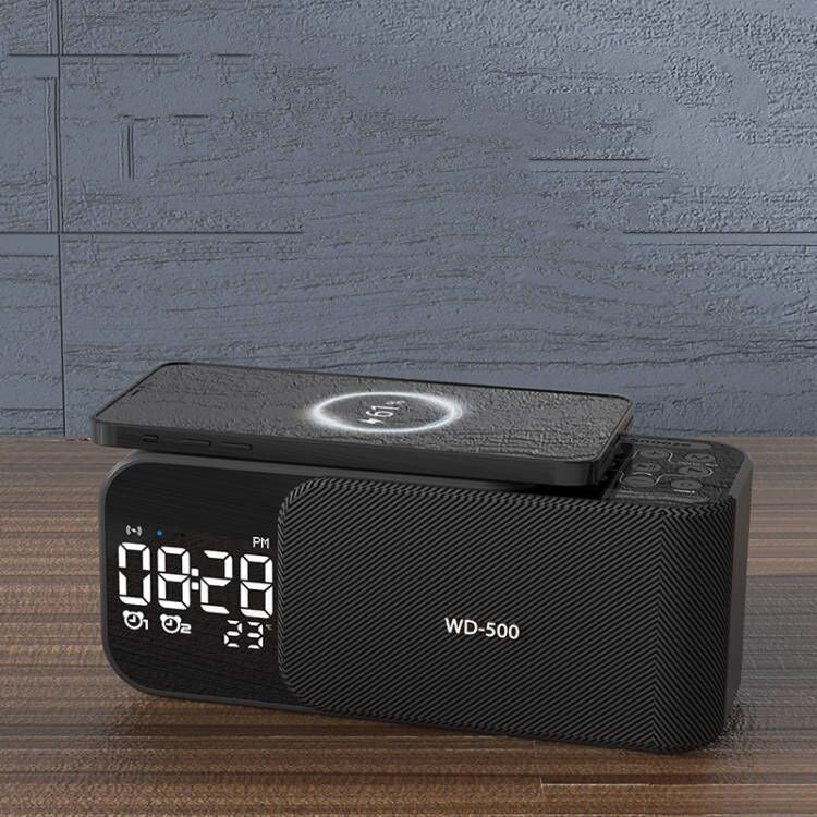 Led Wireless Charging Alarm Clock Fm Radio Bluetooth Speaker House dealsniper-net