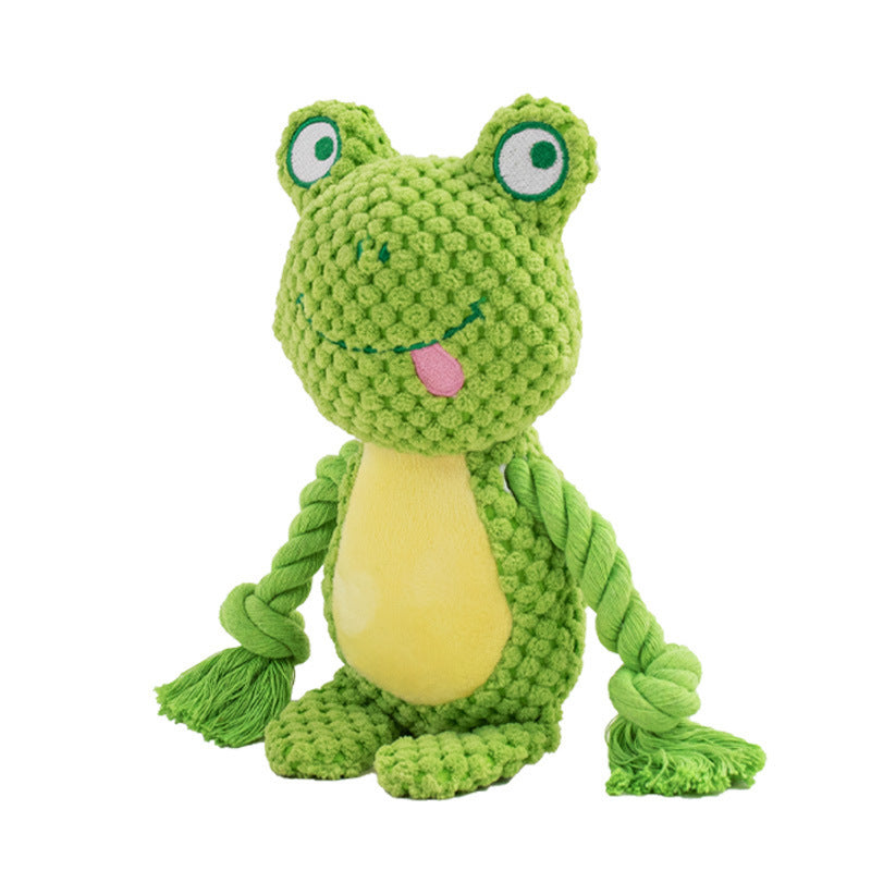 Pet Plush Sound Cotton Rope Toys Interactive Tug Of War Training Pets DealSniper.net Frog