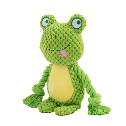 Pet Plush Sound Cotton Rope Toys Interactive Tug Of War Training Pets DealSniper.net Frog